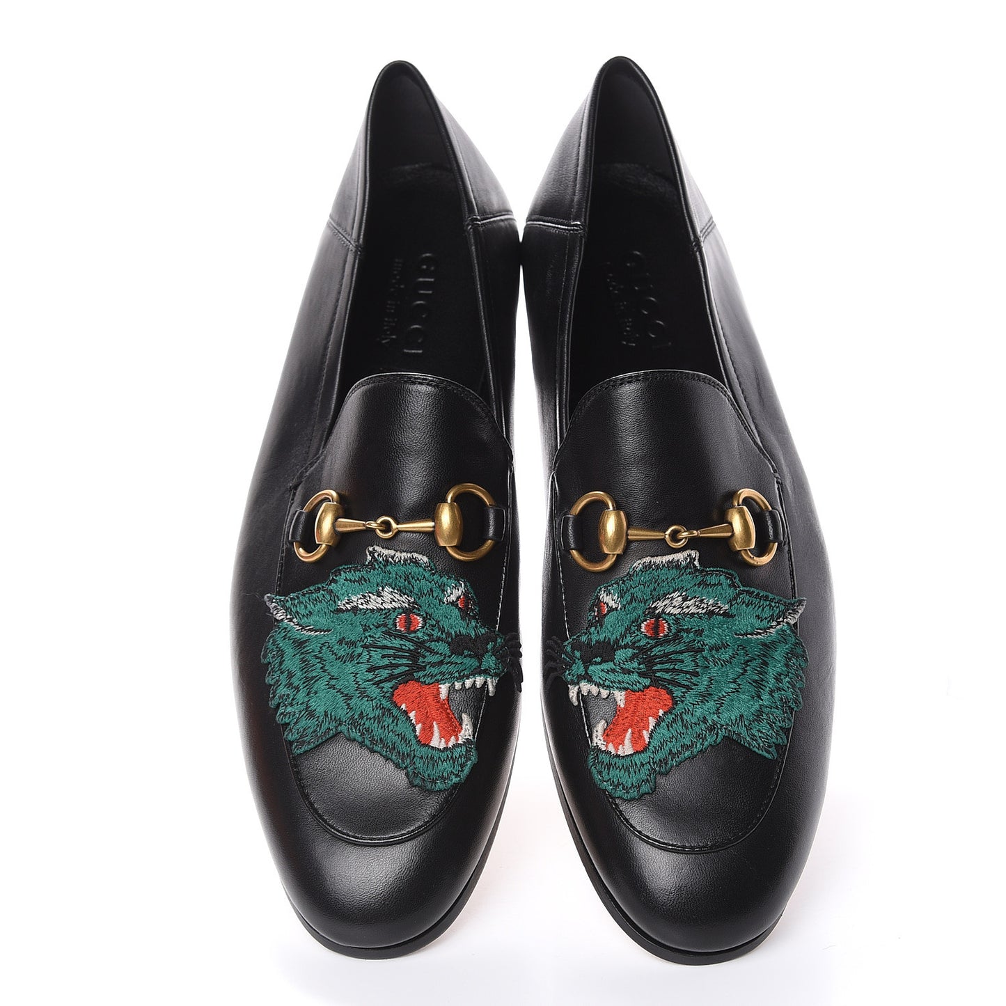Lambskin Wolf Embroidered Mens Brixton Horsebit Loafers 7 Black