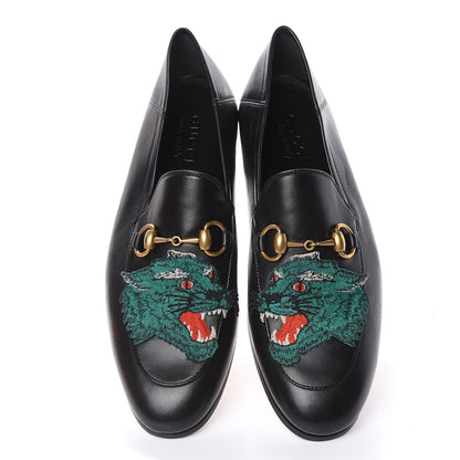 Gucci Lambskin Wolf Embroidered Mens Brixton Horsebit Loafers 7 Black 5 of 10