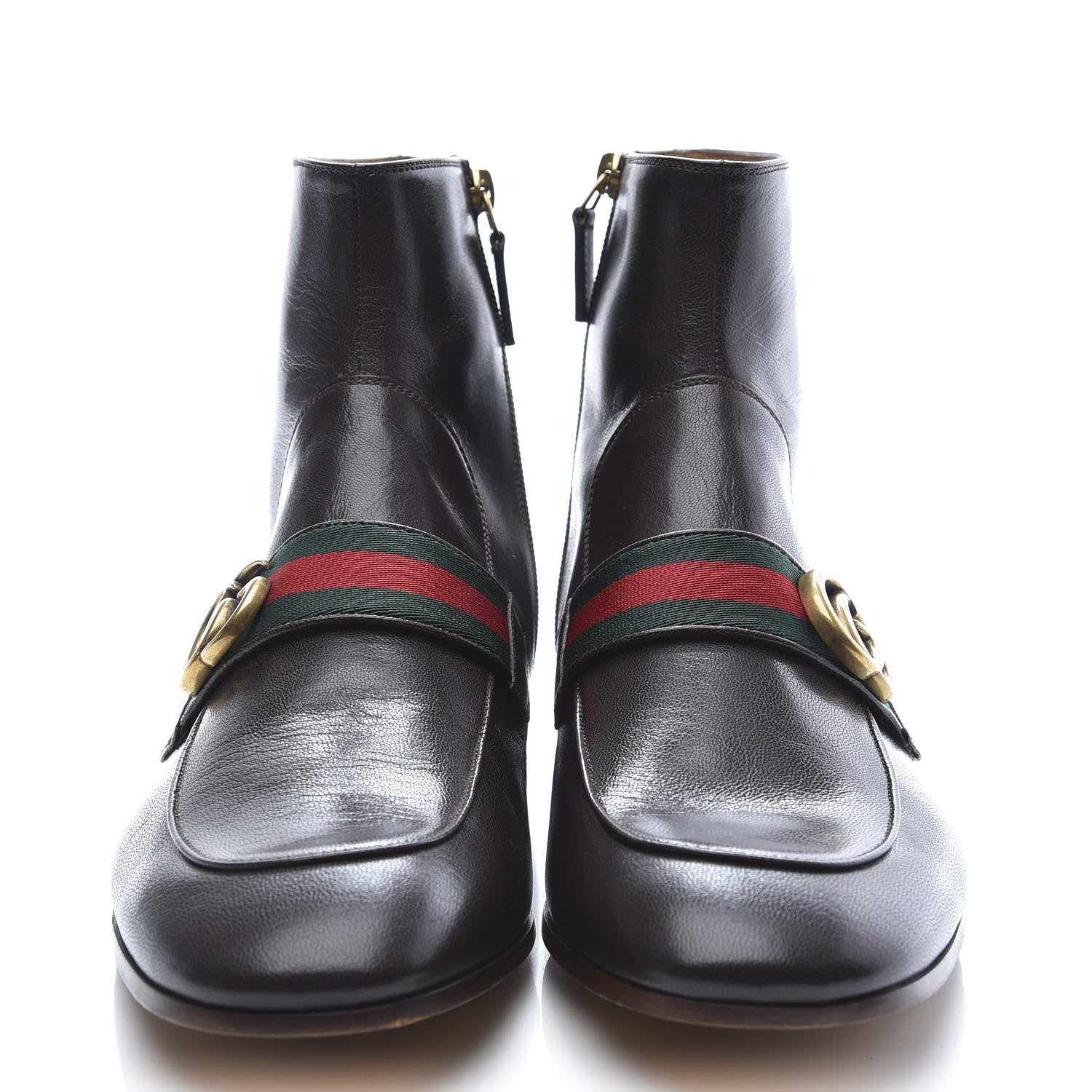 Gucci Goatskin Web Mens GG Ankle Boots 8 Cocoa 2 of 9