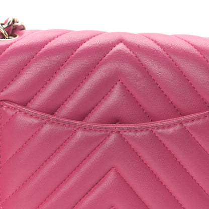 Chanel Lambskin Chevron Quilted Mini Rectangular Flap Dark Pink 12 of 12