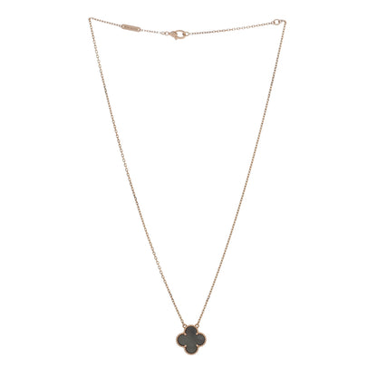 Van Cleef & Arpels 18K Rose Gold Gray Mother of Pearl Vintage Alhambra Pendant Necklace 2 of 4