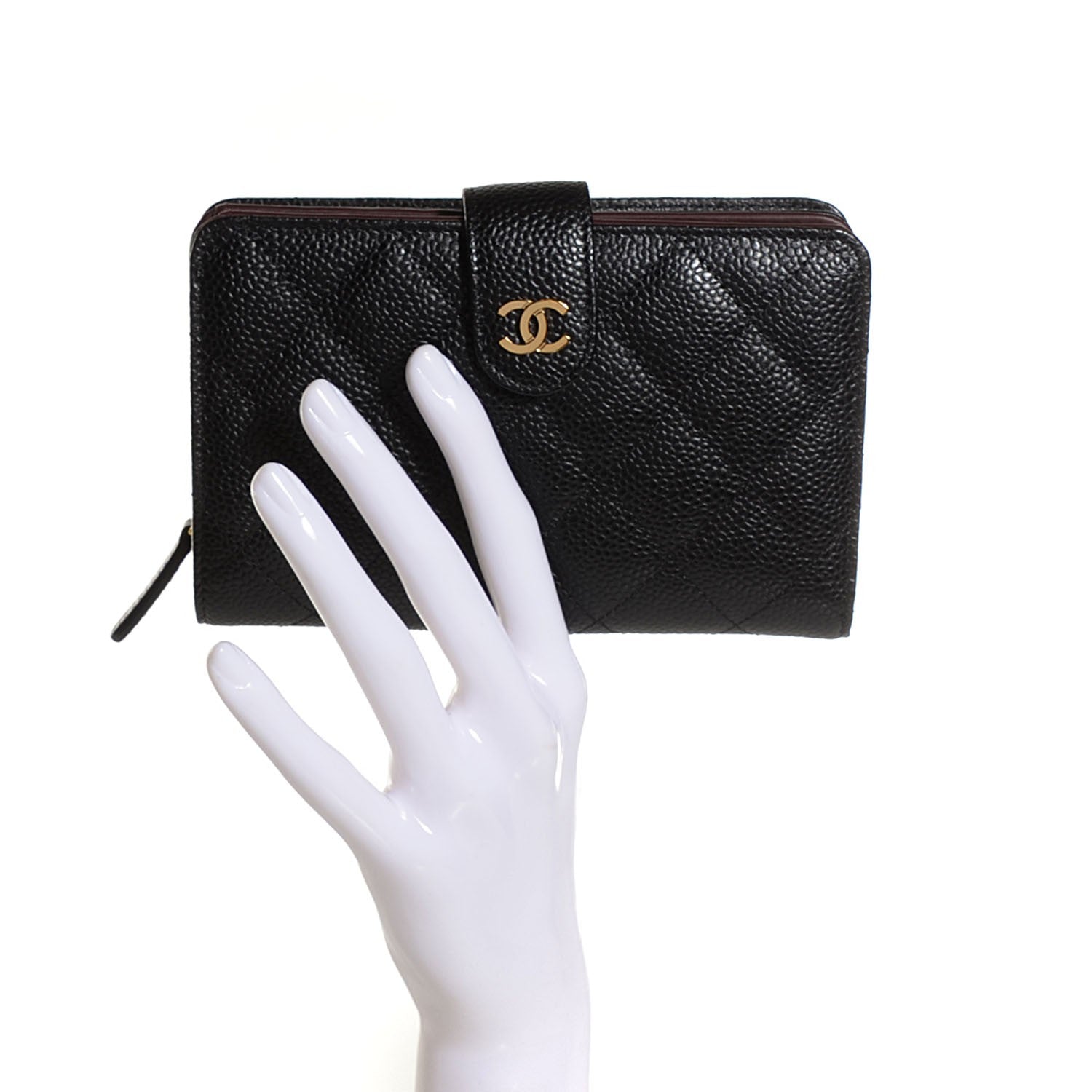 Chanel Caviar Quilted Zipped Pocket Wallet Black 2 of 9