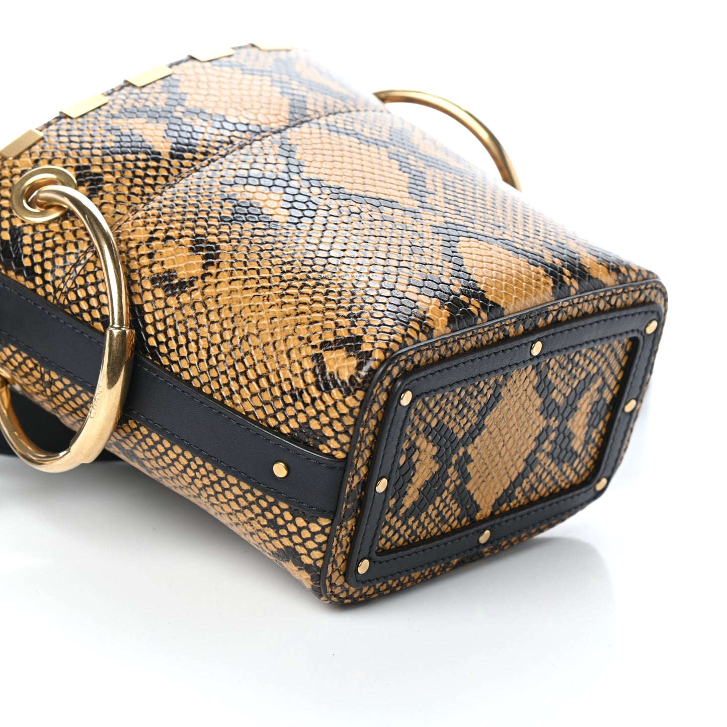Python Embossed Calfskin Mini Roy Bucket Bag September Sun