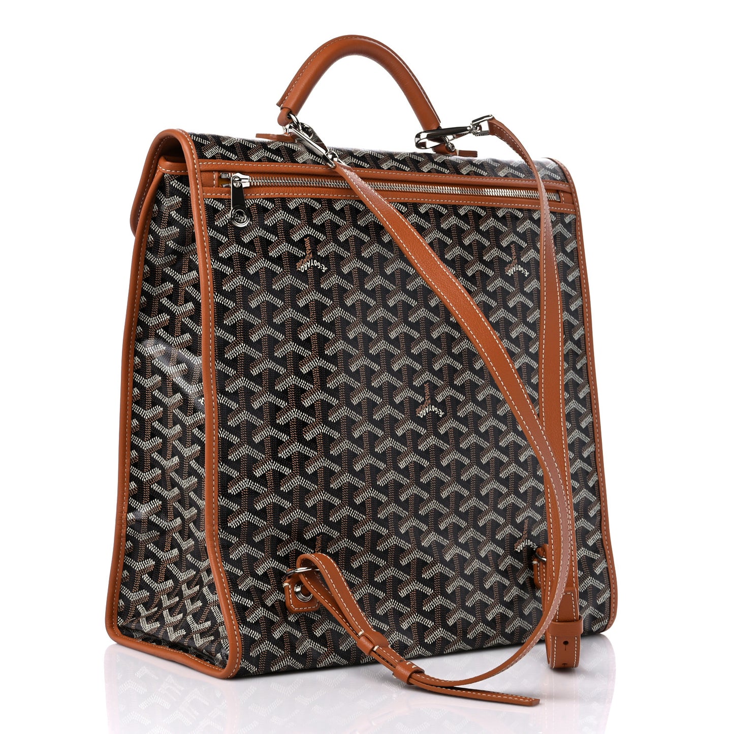 Goyardine Saint Leger Soft Briefcase Backpack Black Gold