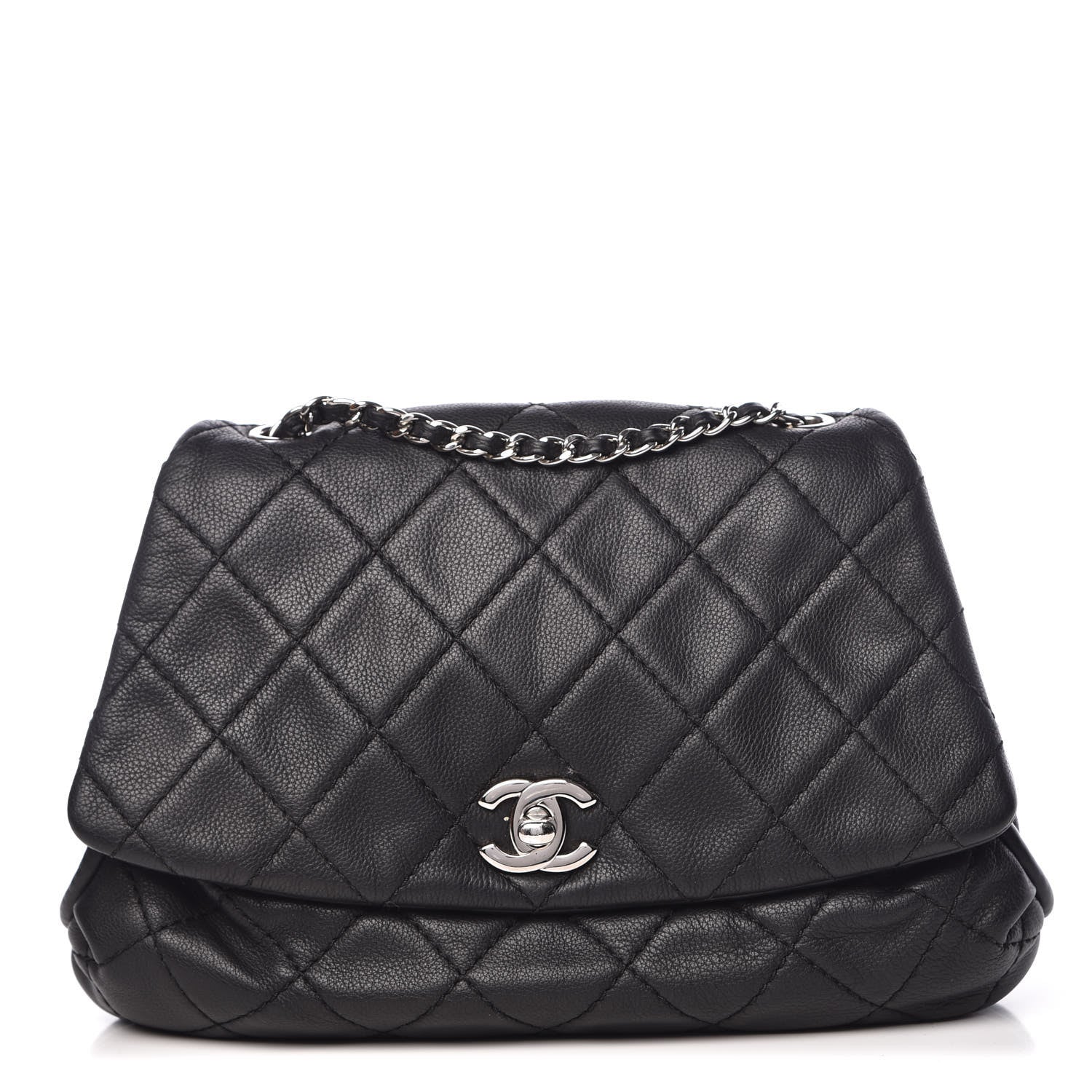 Chanel Grained Calfskin Single Flap Black 1 of 9