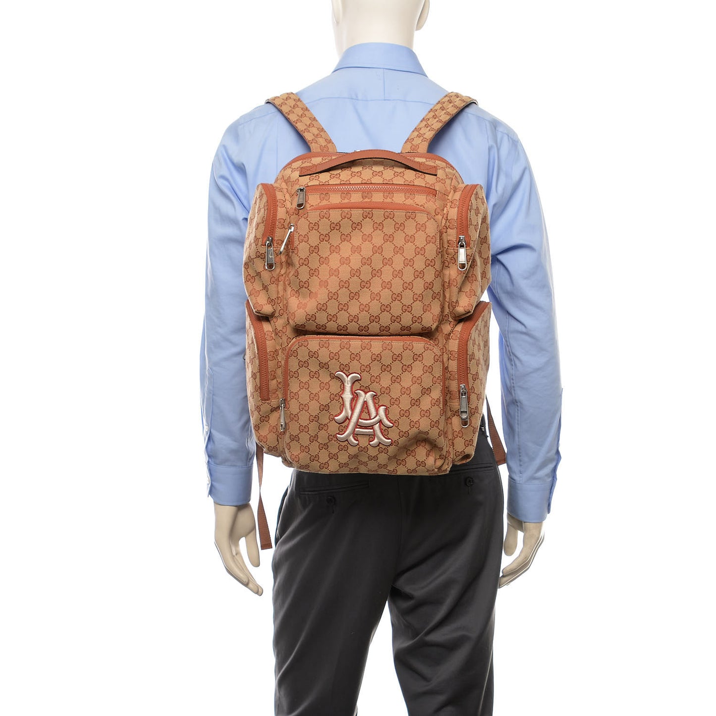 X MLB GG Monogram LA Dodgers Large Backpack Beige Ruggine Ivory