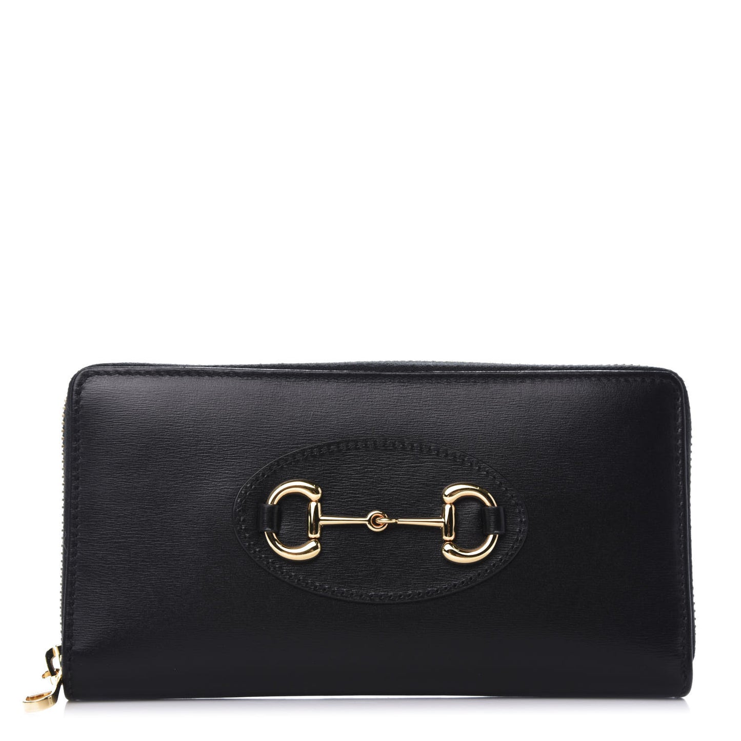 Boarded Plutone Calfskin Horsebit 1955 Zip Around Wallet Black