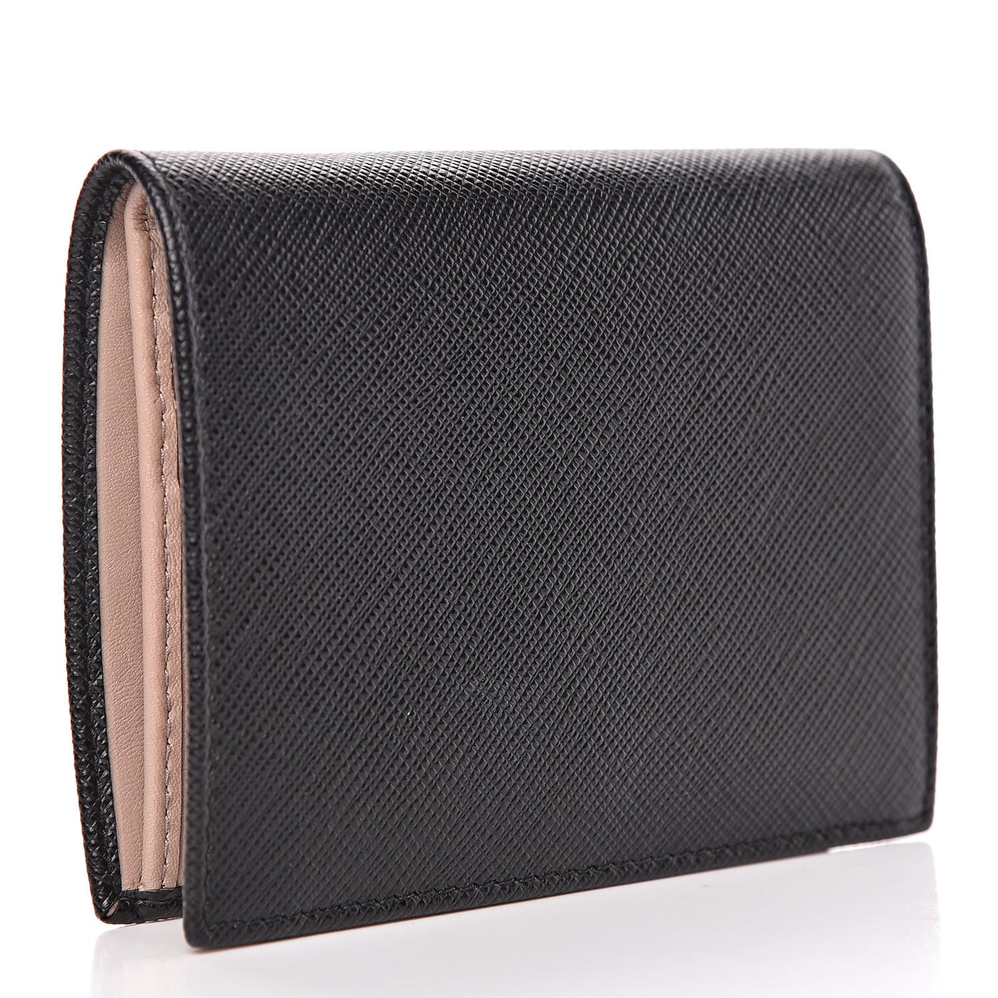 Saffiano Bi-Fold Compact Wallet Black Mughetto