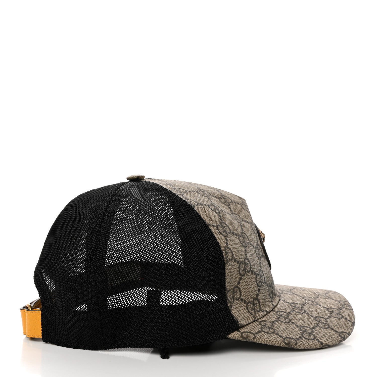 Gucci Soft GG Supreme Monogram Mesh Textured Dollar Calfskin Neo Vintage Rap Baseball Hat S Dark Brown Black 5 of 9