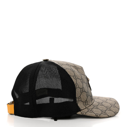 Gucci Soft GG Supreme Monogram Mesh Textured Dollar Calfskin Neo Vintage Rap Baseball Hat S Dark Brown Black 5 of 9