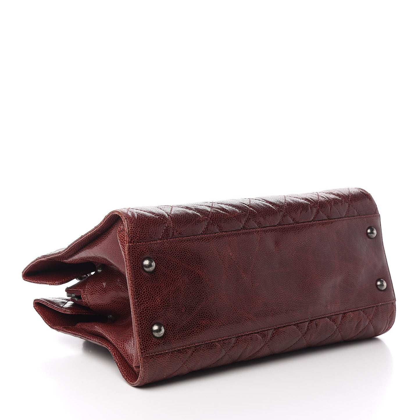 Crumpled Grained Calfskin CC Crave Tote Burgundy