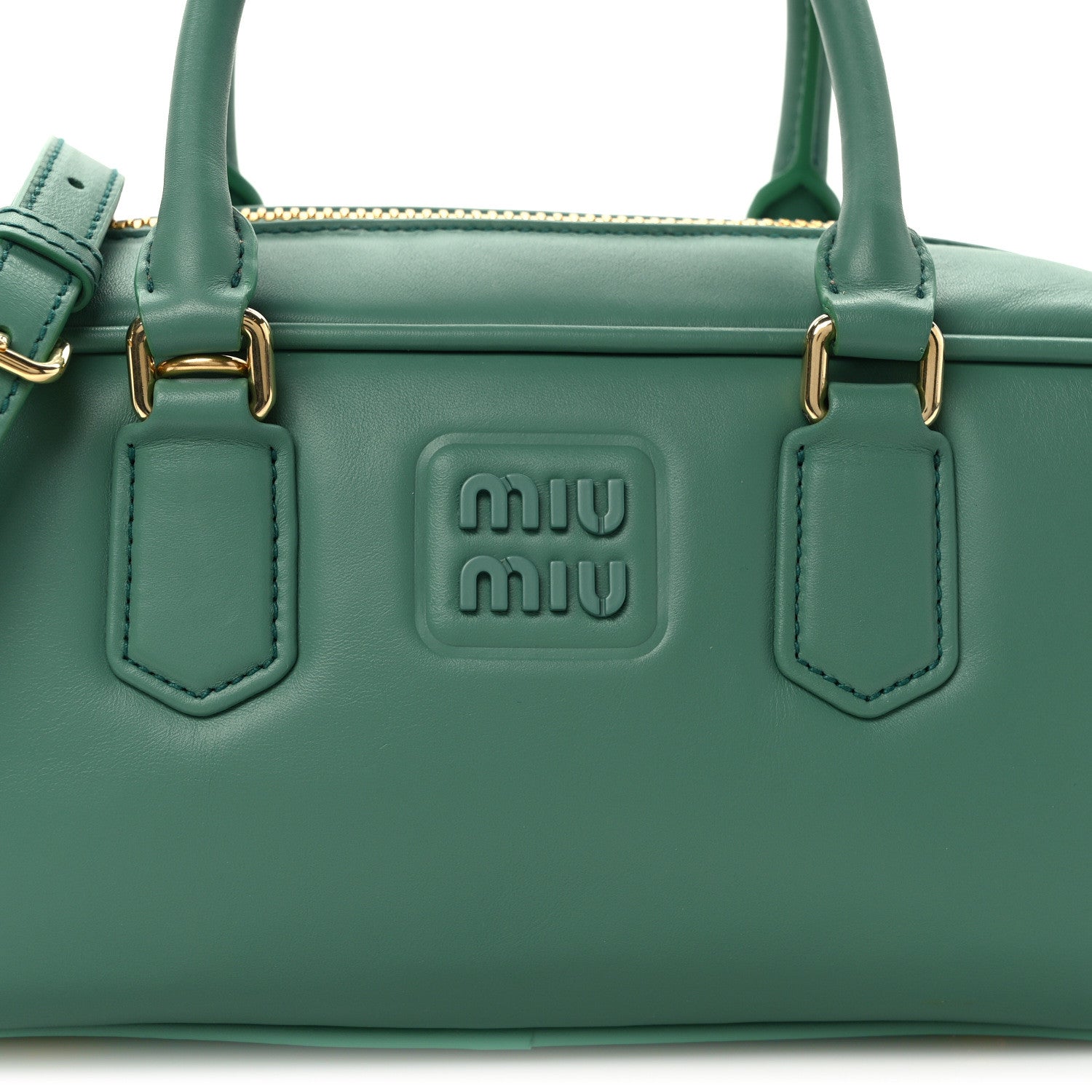 Miu Miu Calfskin Arcadie Top Handle Bag Salvia 7 of 9