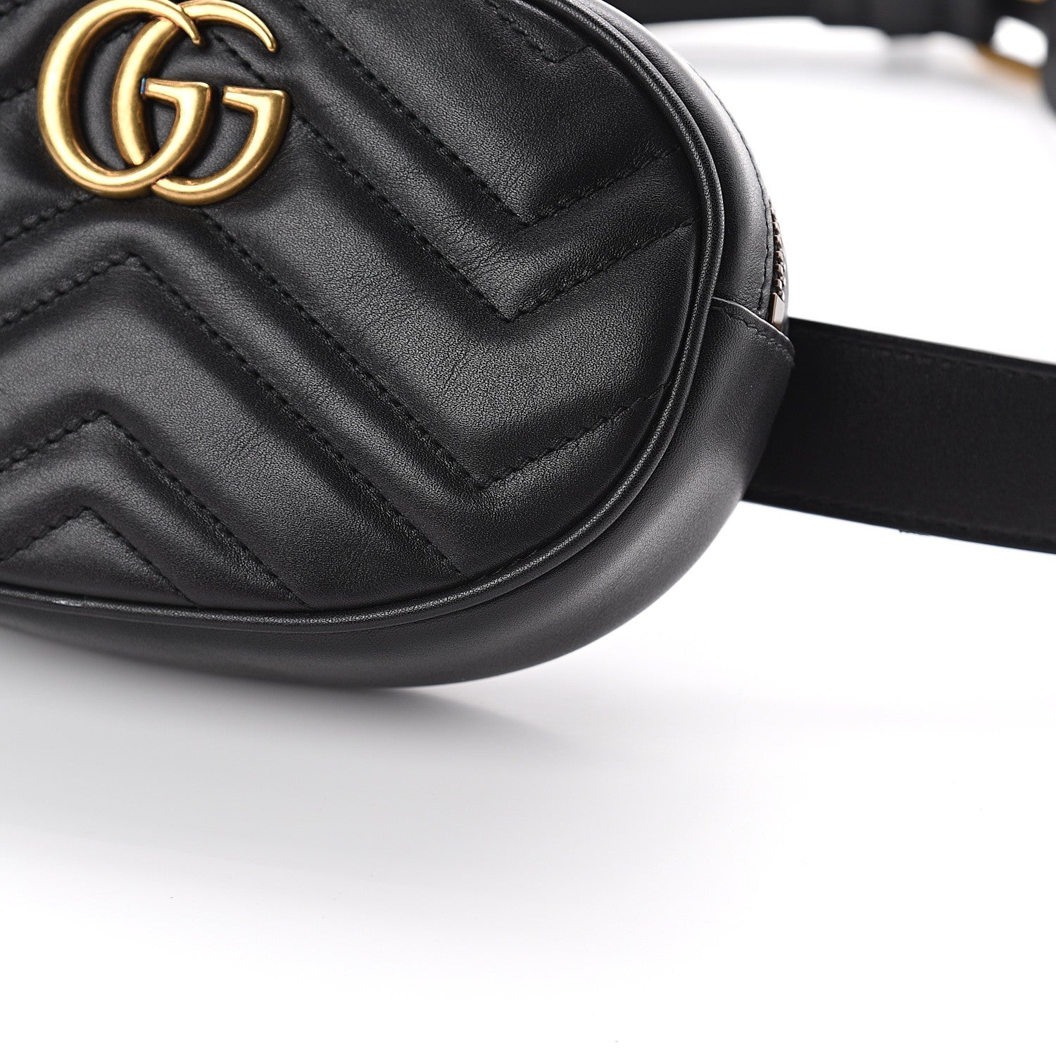 Gucci Calfskin Matelasse GG Marmont Belt Bag 85 34 Black 8 of 8