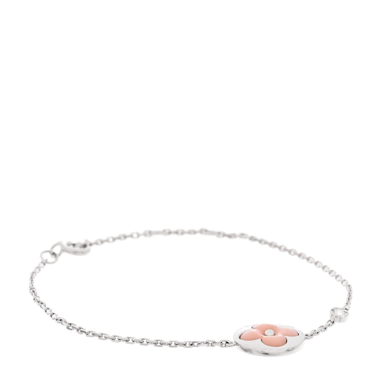 18K White Gold Diamond Pink Opal Color Blossom BB Sun Bracelet