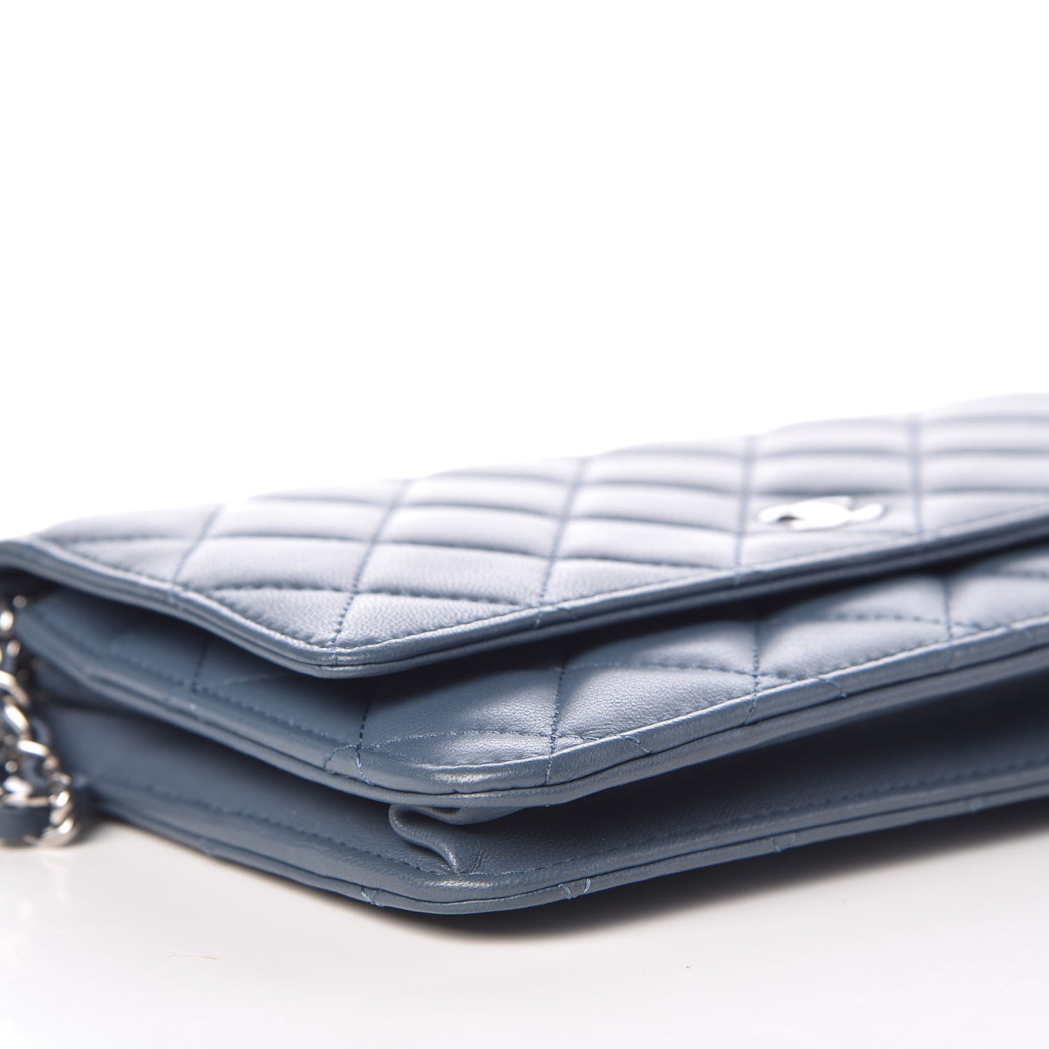 Chanel Lambskin Quilted Wallet On Chain WOC Blue 9 of 11