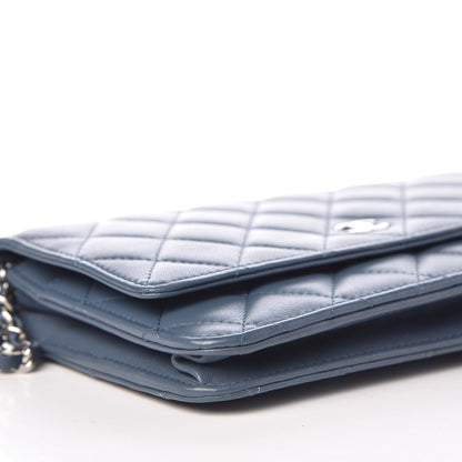 Chanel Lambskin Quilted Wallet On Chain WOC Blue 9 of 11