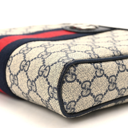 Gucci GG Supreme Monogram Textured Dollar Calfskin Web Small Ophidia Messenger Bag Beige Blue 9 of 11