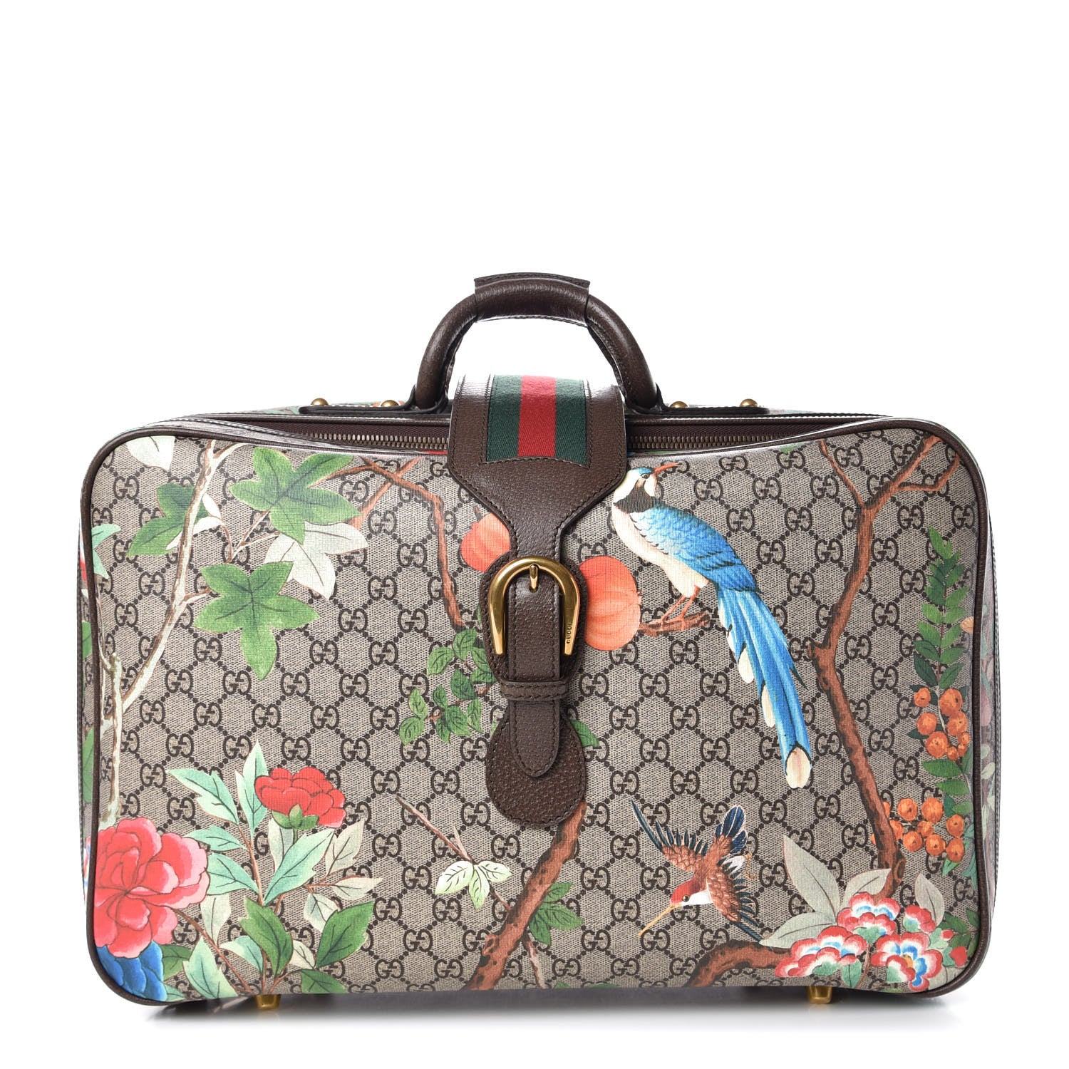 Gucci GG Supreme Monogram Tian Web Suitcase Beige Multicolor New Acero 1 of 15