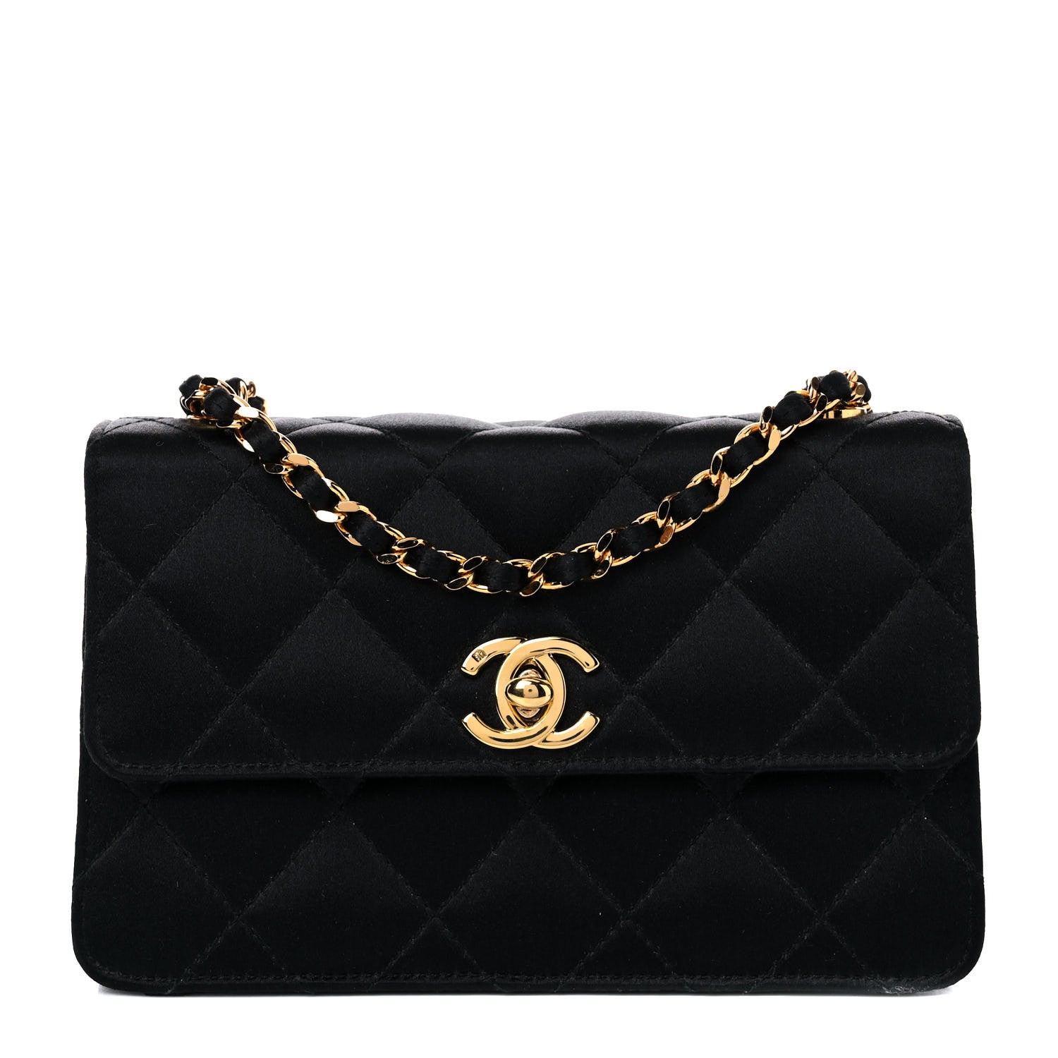 Chanel Satin Quilted Extra Mini Rectangular Flap Black 1 of 15