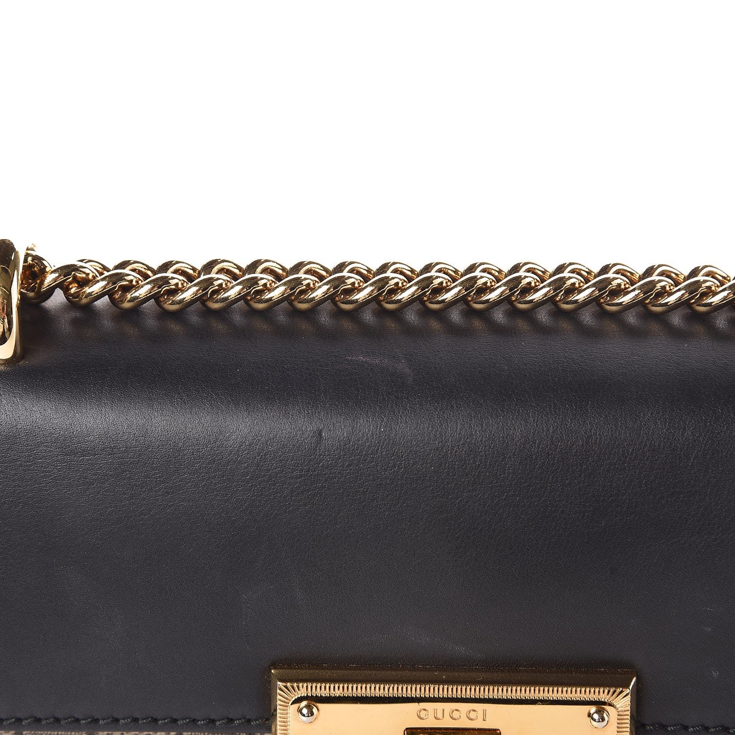 Gucci GG Supreme Monogram Calfskin Small Padlock Shoulder Bag Beige Black Cuir 15 of 15