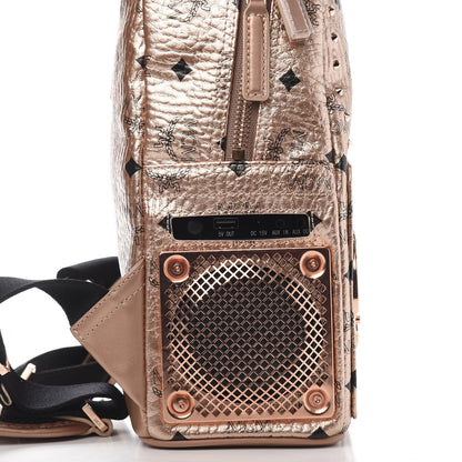 MCM Metallic X Wizpak Visetos Studded Sound System Speaker Backpack Champagne Gold 10 of 14