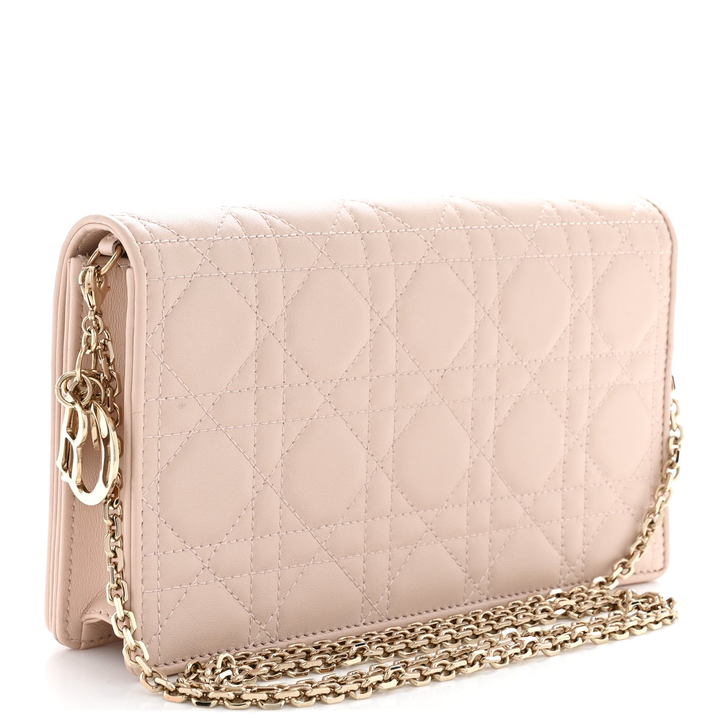 Lambskin Cannage Lady Dior Pouch Pink