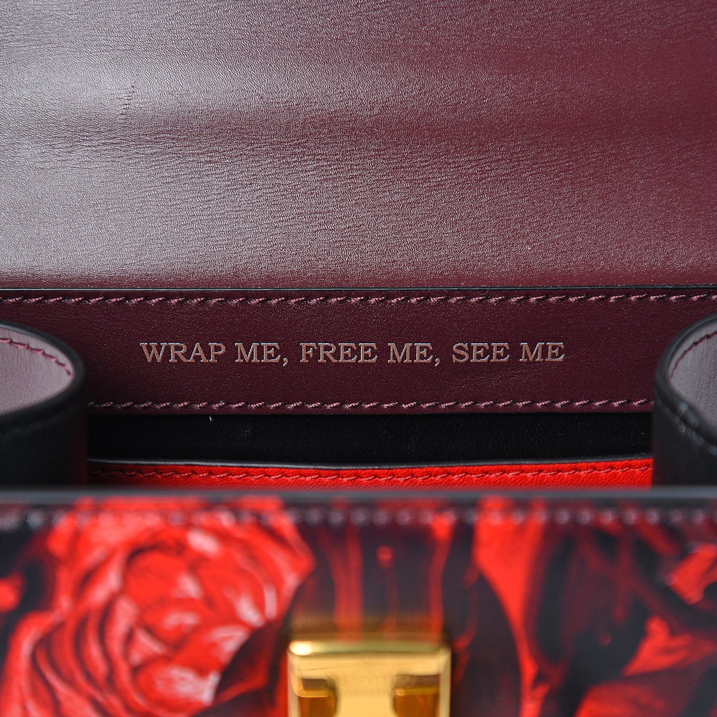 X UNDERCOVER Smooth Calfskin Rose Print Small VSling Shoulder Bag Rubin