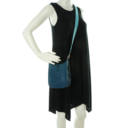 Hermes Taurillon Clemence Amazone Evelyne TPM Colvert Bleu Atoll 5 of 11