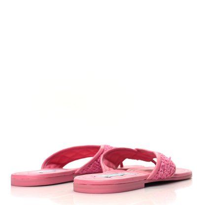 Chanel Lambskin Tweed CC Thong Sandals 37.5 Pink 4 of 8