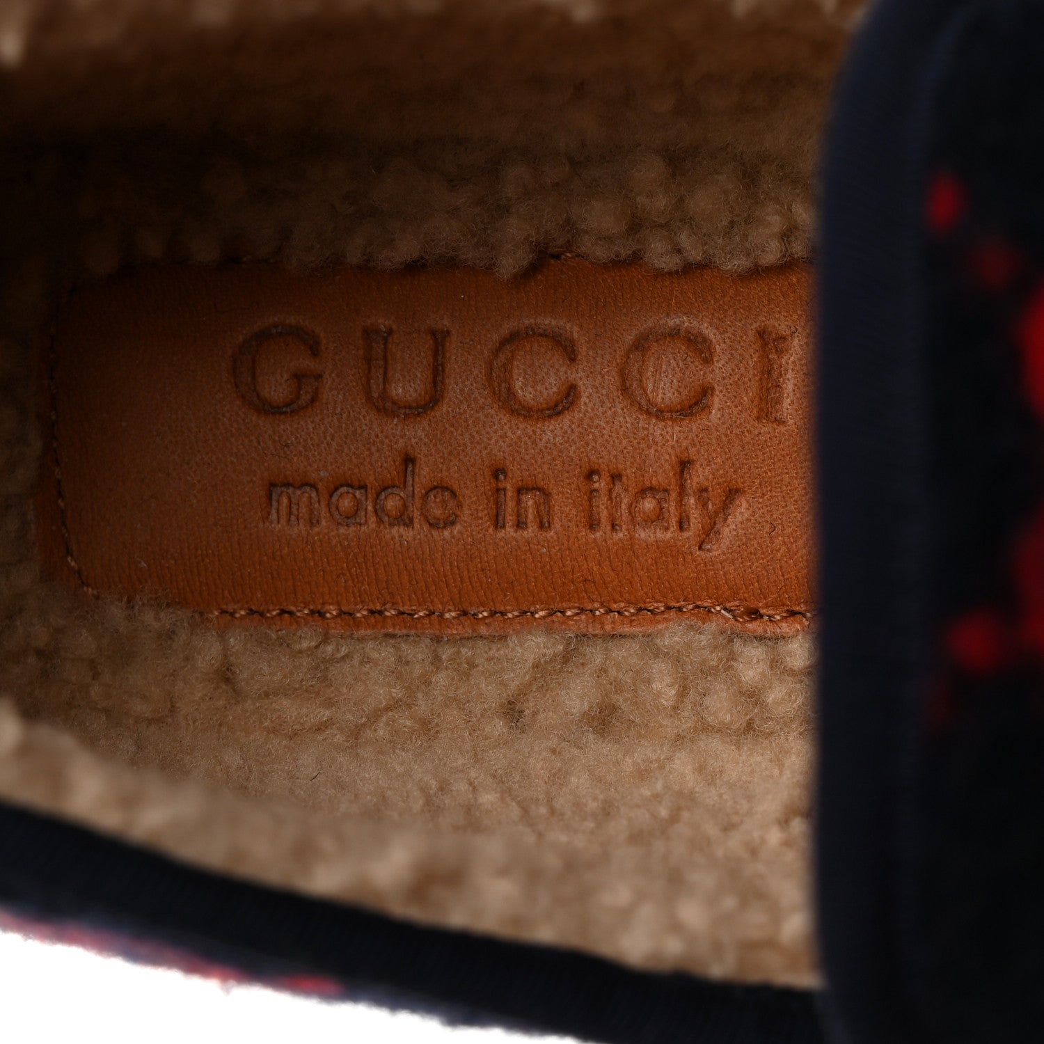 Gucci Covered Wool GG Monogram Mens Fria Horsebit Loafers 6 Blue Red Butterscotch 6 of 8