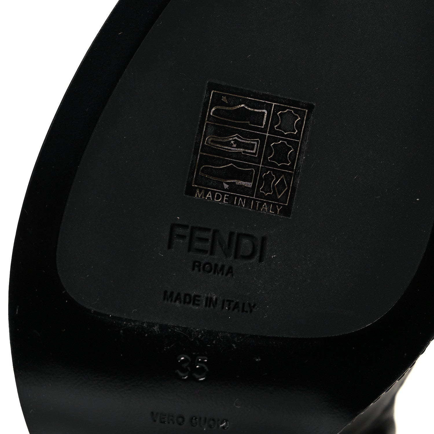 Fendi Calfskin Lucite Wedge Boots 35 Black 6 of 7