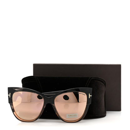 Tom Ford Acetate Anoushka Cat Eye Sunglasses TF371 Melange Grey Peach 9 of 9