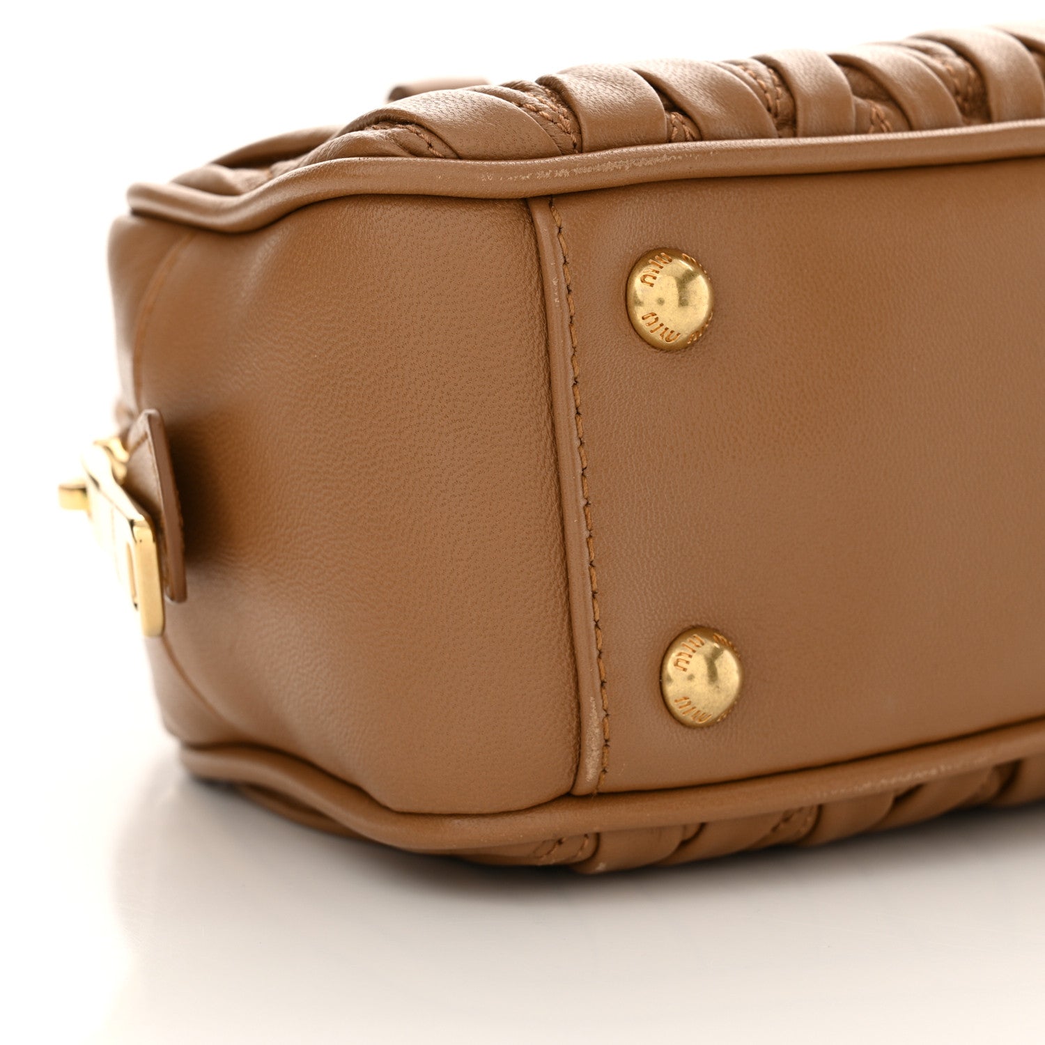 Miu Miu Nappa Matelasse Regular Arcadie Top Handle Bag Caramel