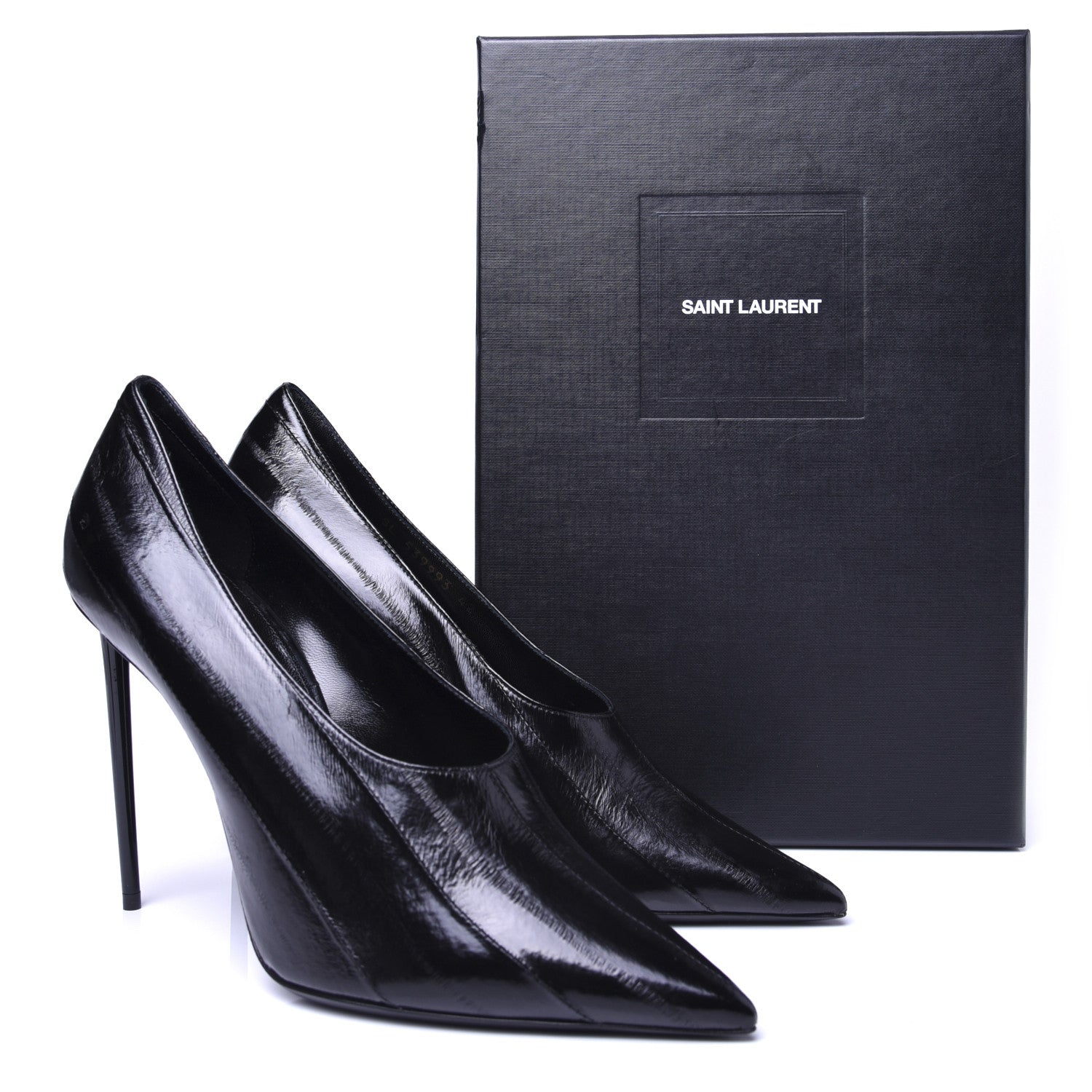 Saint Laurent Shiny Eel Teddy High Vamp 105 Pumps 42 Black 14 of 14