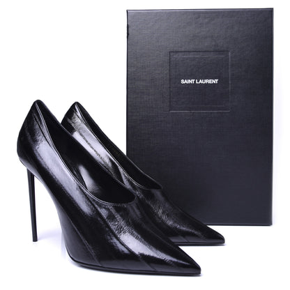 Saint Laurent Shiny Eel Teddy High Vamp 105 Pumps 42 Black 14 of 14