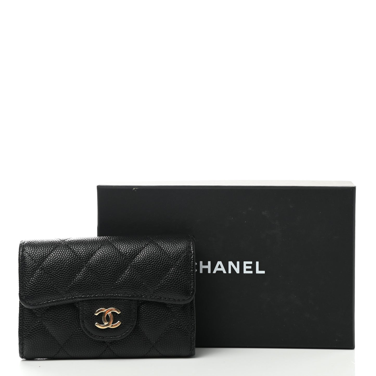 Caviar Quilted Classic 4 Key Holder Wallet Black
