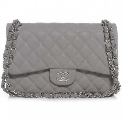 Chanel Iridescent Caviar Jumbo Double Flap Grey 1 of 9