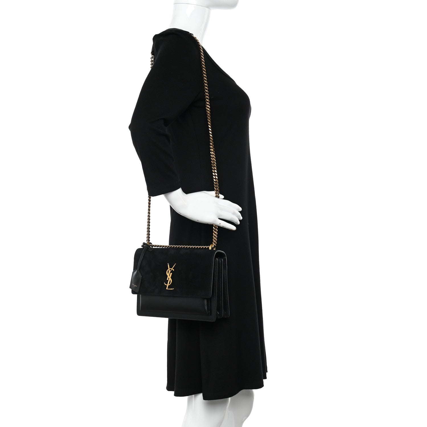 Saint Laurent Suede Calfskin Medium Monogram Sunset Black 2 of 10