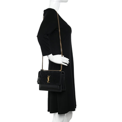 Saint Laurent Suede Calfskin Medium Monogram Sunset Black 2 of 10