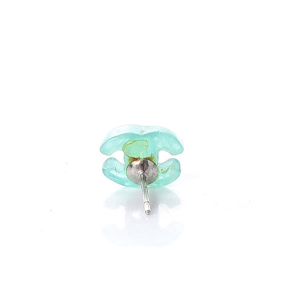 Chanel Resin Mini CC Earrings Light Green 4 of 6