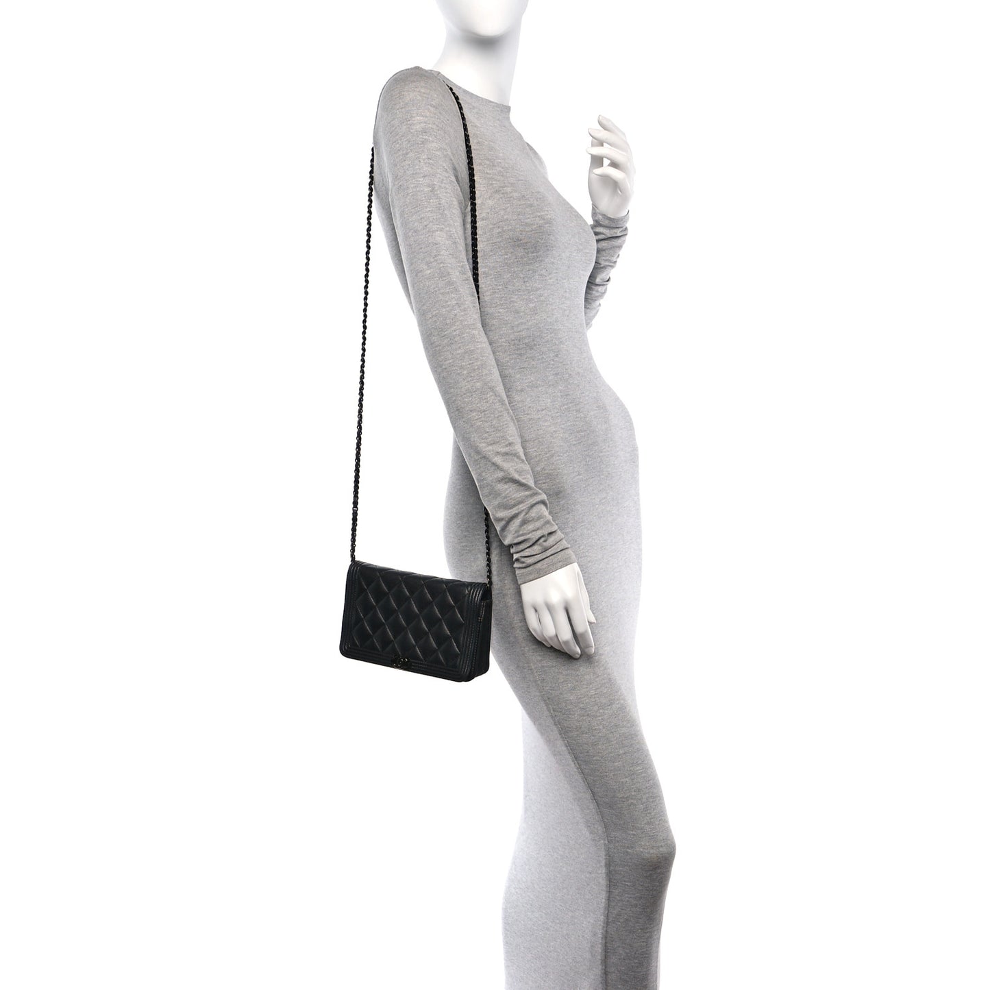 Caviar Quilted Boy Wallet On Chain WOC So Black