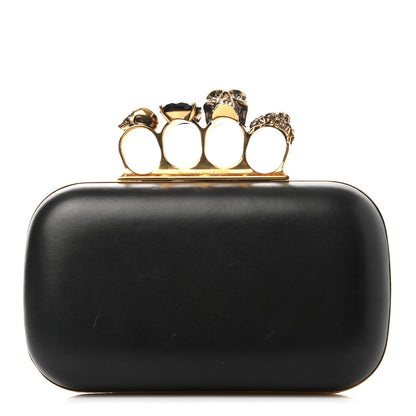Alexander McQueen Nappa Skull Knuckle Duster Box Clutch Black 1 of 7