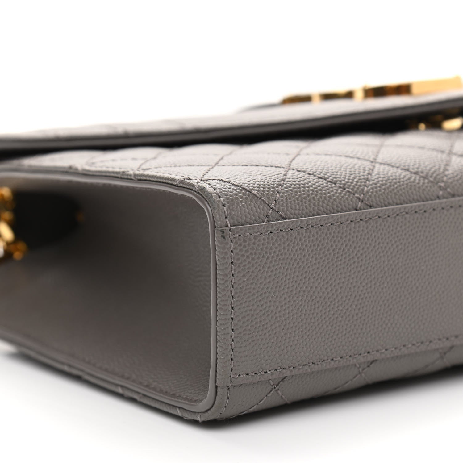 Saint Laurent Grain De Poudre Textured Mixed Matelasse Medium Triquilt Monogram Satchel Fog 9 of 11
