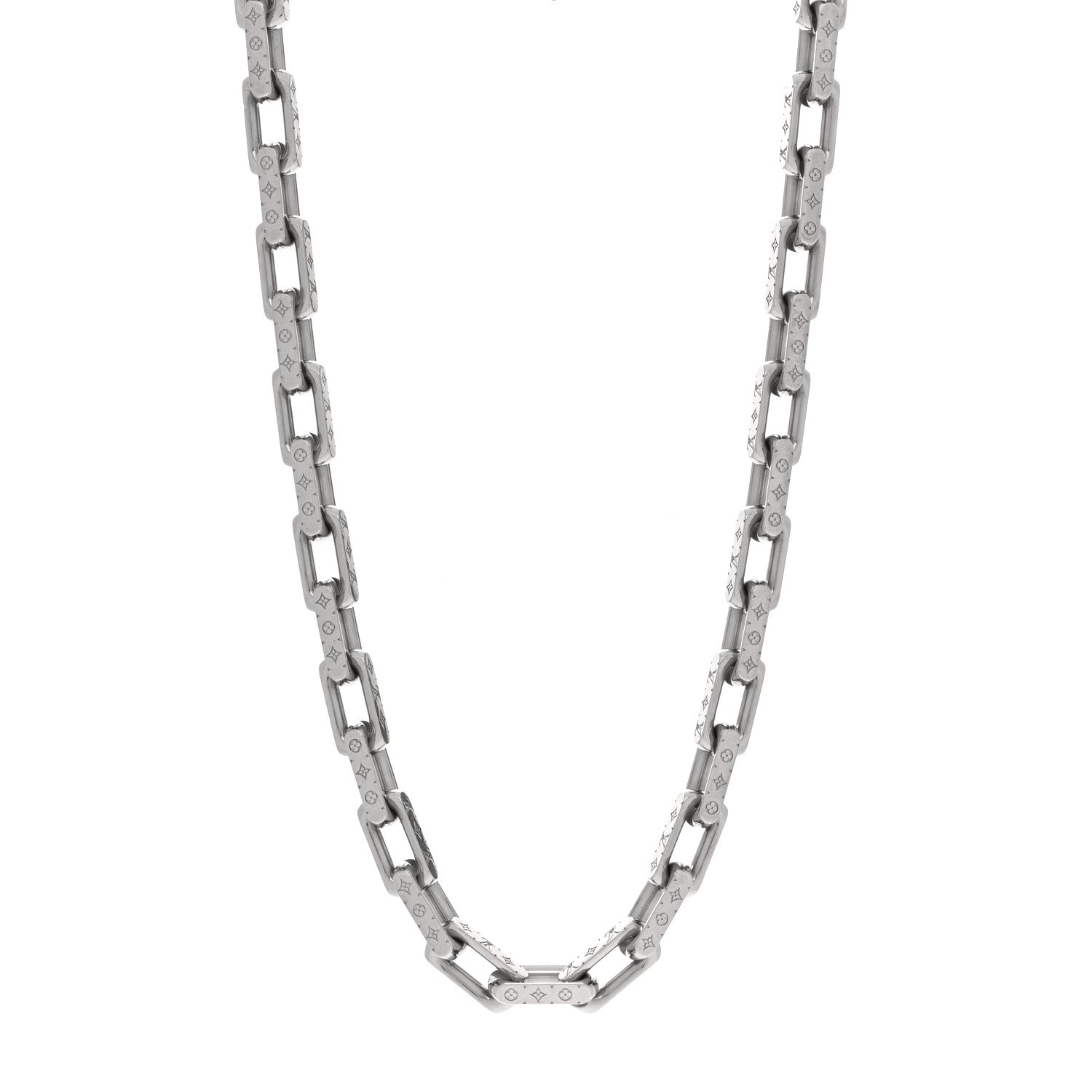 Louis Vuitton Monogram Chain Necklace Silver 1 of 5