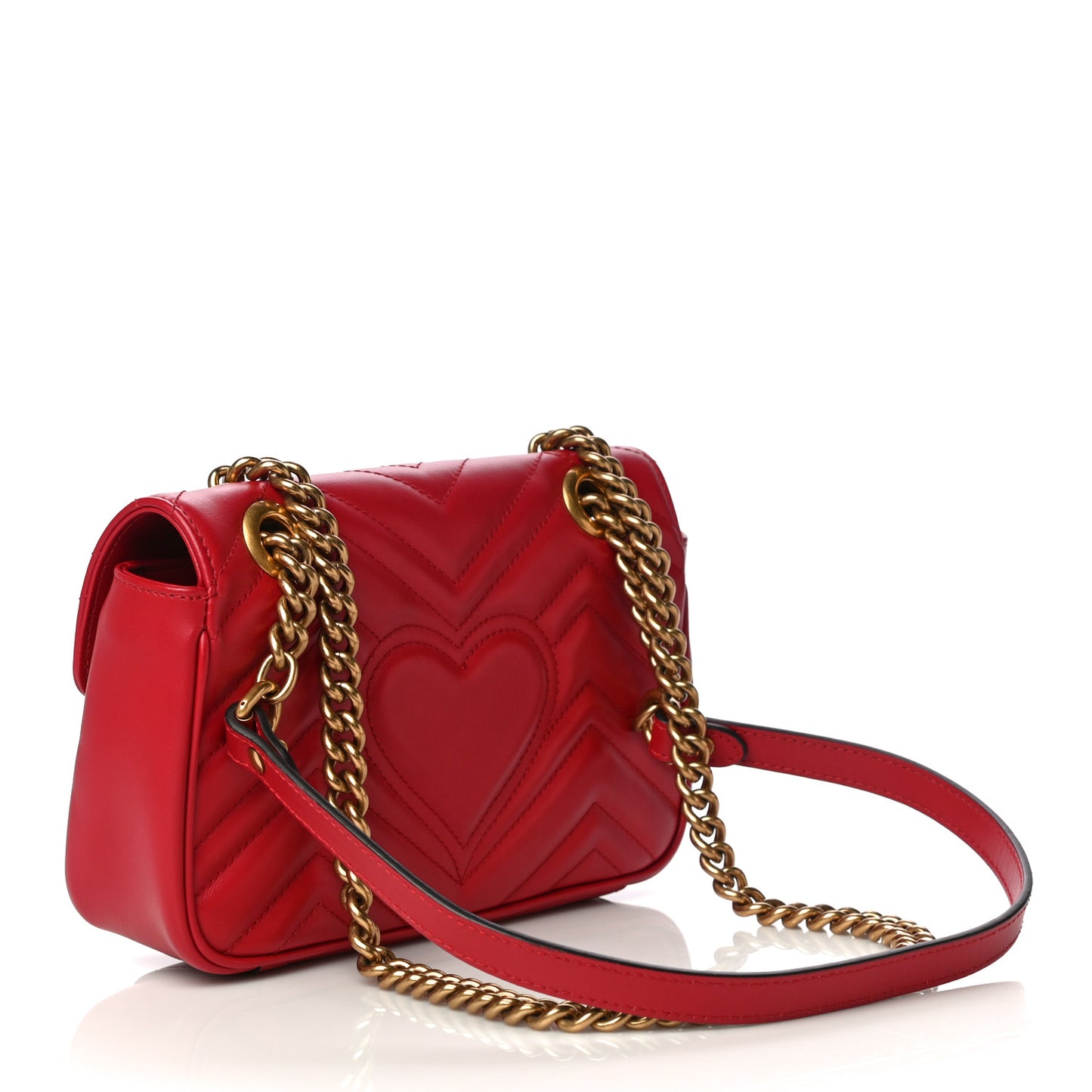 Calfskin Matelasse Mini GG Marmont Shoulder Bag Hibiscus Red