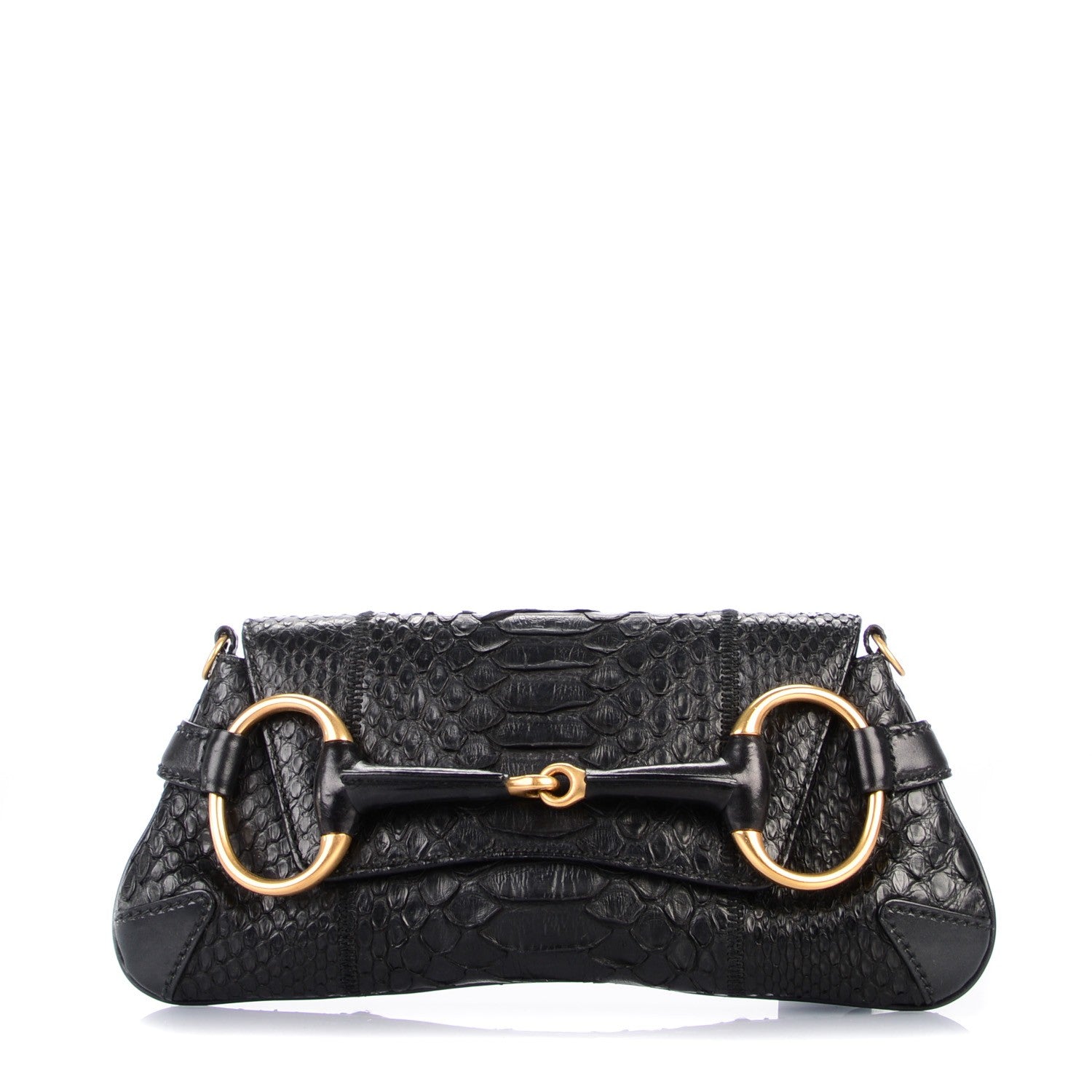 Gucci Python Horsebit Chain Clutch Black 1 of 7