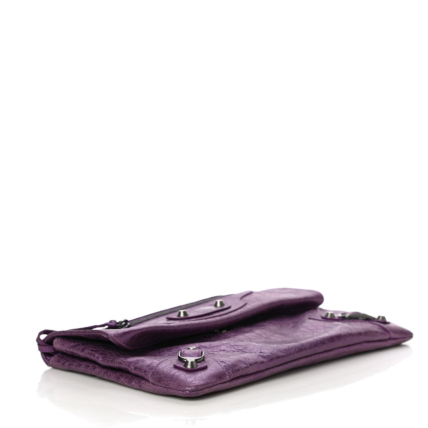Balenciaga Agneau Classic Hardware Envelope Clutch Metallic Purple 4 of 13