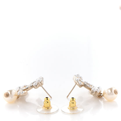 Chanel Crystal Pearl CC Drop Earrings Gold 3 of 4