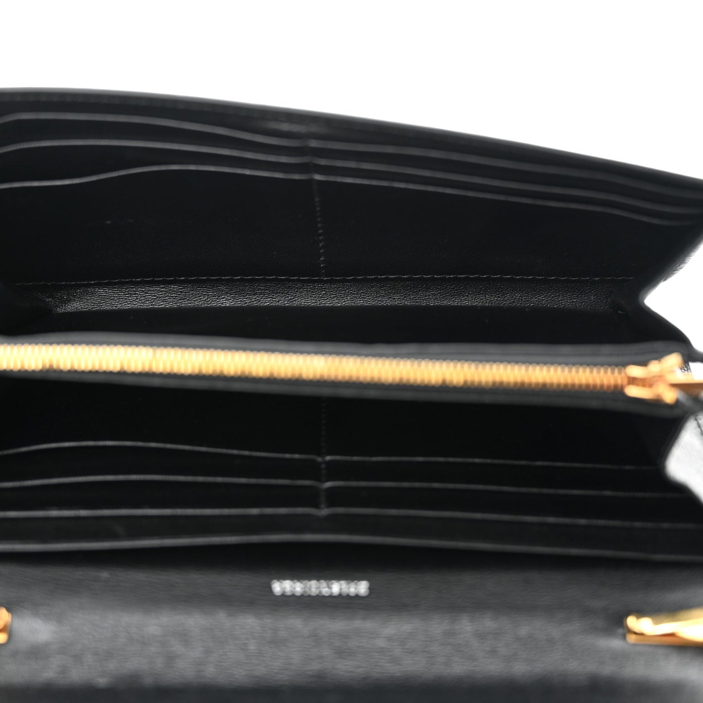 Grained Calfskin Logo Cash Continental Wallet on Chain Black White