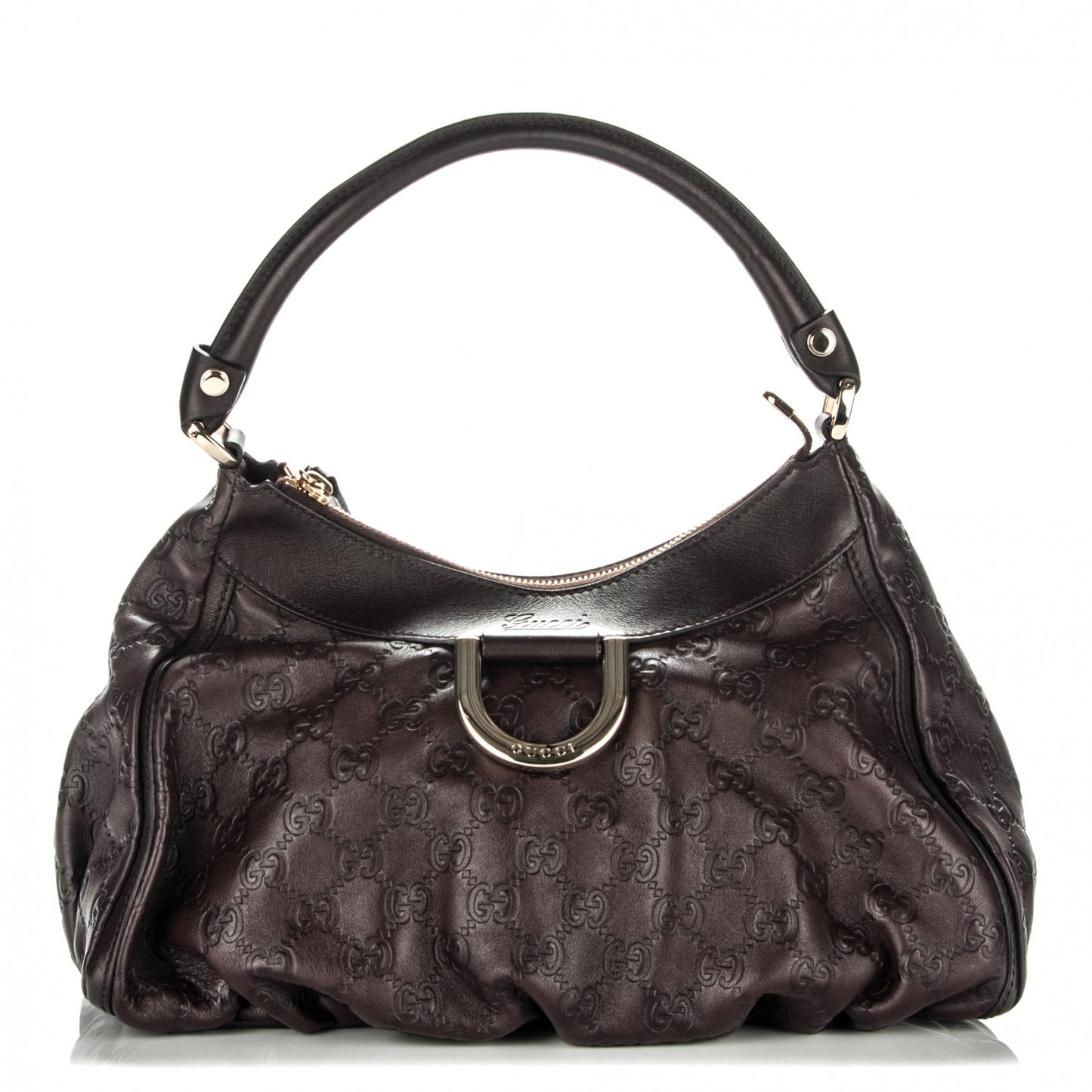 Guccissima Small D Gold Hobo Chocolate Brown